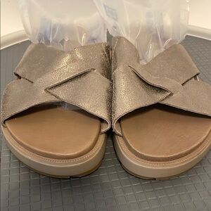 Sorel Silver Sandals with Criss-Cross Straps